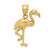14K Yellow Gold Solid Polished Open-Backed Flamingo Pendant