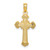 Image of 14K Yellow Gold Textured Leaves On Edges Cross Pendant