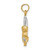 Image of 14K Yellow Gold w/ Rhodium 3-D Angel On Moon Pendant