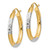 Image of 25mm 14K Yellow Gold w/ Rhodium Shiny-Cut 3X25mm Hoop Earrings