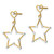 Image of 26.7mm 14K Yellow Gold w/ Rhodium Shiny-Cut Heart & Star Post Dangle Earrings