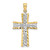 Image of 14K Yellow Gold w/ Rhodium-Plated & Shiny-Cut Flower Design Cross Pendant