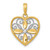 Image of 14K Yellow Gold w/ Rhodium-Plated Beaded Filigree Fashion Heart Pendant