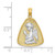 Image of 14K Yellow Gold w/Rhodium Angel Praying w/Halo On Triangle Disc Pendant Image of 14K Yellow Gold w/Rhodium Angel Praying w/Halo On Triangle Disc Pendant