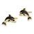 Image of 8.3mm 14K Yellow Gold White & Blue Enamel Dolphin Stud Post Earrings
