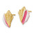 Image of 13.9mm 14K Yellow Gold White & Pink Enamel Conch Shell Stud Post Earrings TE688