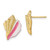 Image of 13.9mm 14K Yellow Gold White & Pink Enamel Conch Shell Stud Post Earrings TE688