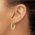Image of 22.86mm 14k Yellow Gold with Rhodium Polished, Satin & Shiny-Cut Hoop Earrings