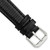 Image of 16mm 6.75" Short Black Lizard Style Grain Leather Silver-tone Buckle Watch Band