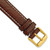 Image of 16mm 8.5" Long Brown Leather White Stitch Gold-tone Buckle Watch Band