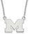 Image of 18" 14K White Gold Michigan University Of Small Pendant Necklace LogoArt 4W015UM-18
