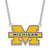 Image of 18" 925 Silver Michigan (University Of) Large Blue Enamel Pendant Necklace LogoArt