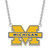 Image of 18" 925 Silver Michigan (University Of) Large Blue Enamel Pendant Necklace LogoArt