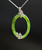 Natural Untreated 18 inch Sterling Silver & Nephrite Jade Oval Leaf Pendant Necklace