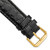 Image of 20mm 7.5" Black Alligator Style Grain Leather Gold-tone Buckle Watch Band