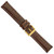 Image of 20mm 8.5" Long Brown Leather White Stitch Gold-tone Buckle Watch Band