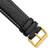 Image of 24mm 7.5" Black Leather White Stitch Gold-tone Buckle Watch Band