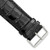 Image of 28mm 7.5" Black Crocodile Style Leather Chrono Silver-tone Buckle Watch Band