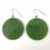 38mm Natural Untreated Nephrite Jade & Sterling Silver Large Round Drop Earrings