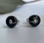 Image of 7mm Round Black Genuine Natural Nephrite Jade Stud Earrings w/ CZ