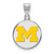 Image of 925 Silver Michigan (University Of) Medium Yellow Enamel Disc Pendant by LogoArt