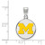 925 Silver Michigan (University Of) Medium Yellow Enamel Disc Pendant by LogoArt