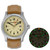 Image of ArmourLite Field Series Tritium Mens Watch AL122 - Swiss Made - 42mm - Beige Dial - Shatterproof Armourglass - Brown Genuine Leather Band