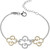 Image of Charles Garnier 6.75"+1.5" Rhodium & Gold-plated Sterling Silver Bracelet with CZ Clover Center
