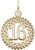 Cutout Number 16 w/ Wavy Frame Charm (Choose Metal) by Rembrandt
