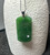 39mm Natural Untreated Nephrite Jade Dog Tag Pendant w/ Abalone Shell