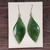 17mm Natural Untreated Nephrite Jade Twisted Leaf Earrings