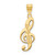 Gold Plated Sterling Silver Treble Clef Music Note Name Pendant - Small