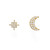 Image of Gold-plated Sterling Silver CZ Moon and Star Stud Earrings