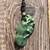 Green Natural Untreated Nephrite Jade Peanut Necklace 2 inch Pendant w/ Adjustable Cord