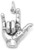 I Love You Hand Sign Charm 925 Sterling Silver