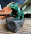 2" Natural Untreated Nephrite Jade Bear with Fish on Granite Base