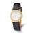 Image of Ladies Charles Hubert IP-plated Crystal Bezel Black Leather Watch