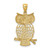 Image of Mens 14K Yellow Gold and Rhodium Shiny-Cut Polished Moveable Owl Pendant