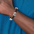 Image of Mens 8.5" Stainless Steel Antiqued Fleur De Lis Black Leather Bracelet SRB2051