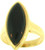 Image of Natural Black Nephrite Jade Marquis Stone Ring, Size 7