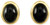 Image of Natural Black Nephrite Jade Oval Earrings 18K Yellow Gold Puffy Bezel Set
