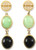 Image of Natural Green Jadeite & Black Nephrite Jade with 14K Yellow Gold Chinese Character Tops Earrings
