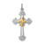Image of Rhodium-Plated & Yellow-Finish Sterling Silver Cross & Fleur De Lis Pendant