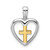 Image of Rhodium-Plated & Yellow-Finish Sterling Silver Cross Heart Pendant