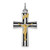 Image of Rhodium-Plated & Yellow-Finish Sterling Silver Inri Crucifix Charm QC3394