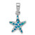Image of Rhodium-Plated Sterling Silver Created Blue Opal Starfish Pendant