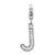 Rhodium-Plated Sterling Silver CZ Letter J w/ Lobster Clasp Charm QCC105J