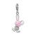 Rhodium-Plated Sterling Silver Enameled 3-D Bunny w/ Lobster Clasp Charm