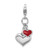 Rhodium-Plated Sterling Silver Enameled Double Heart w/ Lobster Clasp Charm