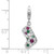 Rhodium-Plated Sterling Silver Multicolor CZ Stocking w/ Lobster Clasp Charm